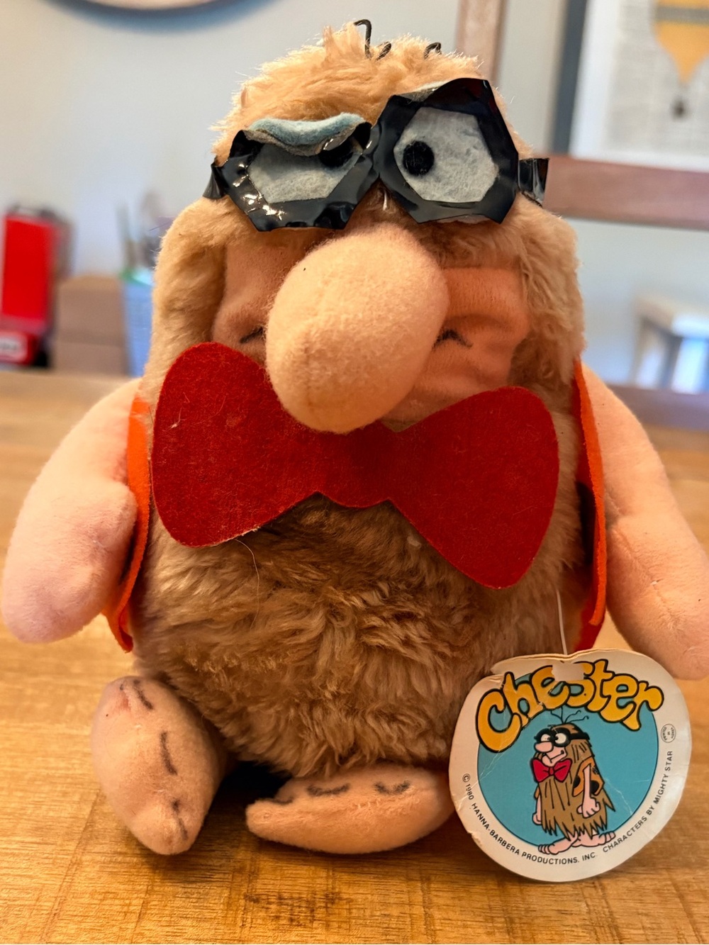 Chester Captain Caveman Hannah Barbera 1980 vintage plush stuffed animal glasse